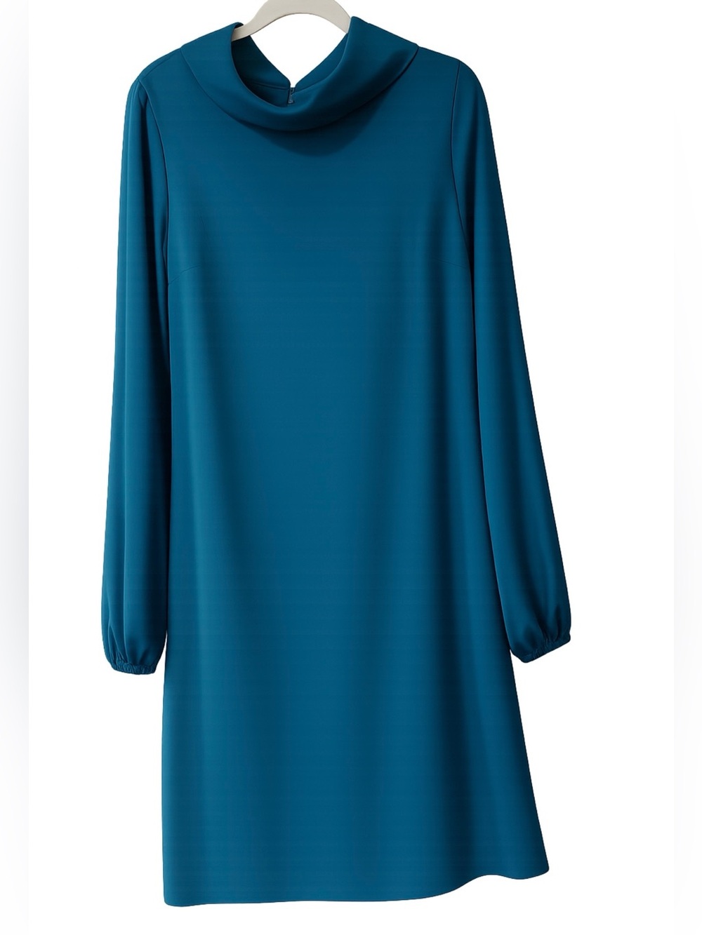 TAHARI Teal Blue Long-Sleeve Shift Dress